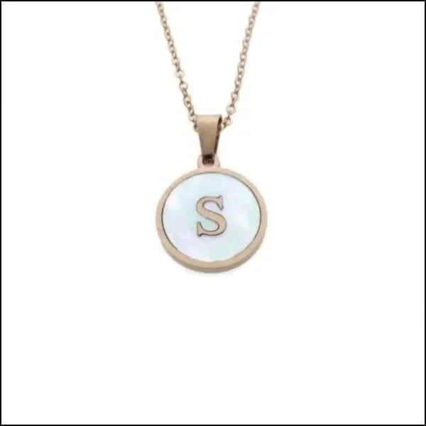 Stalen Letter Ketting Initiaal Schelp Rosékleurig 45cm 16mm S 16mm 45cm A alles anker C chirurgisch staal dames E foto Geen edelsteen Geen hanger halskettingen J K Ketting met hanger Ketting met initiaal L letter Letterketting Meerdere Varianten Met_hanger Nieuw P Paarlemoer PVD rosékleurig S Schakelketting schelp Schelpenketting Staal tekst uniseks unisex Volwassenen wit Y