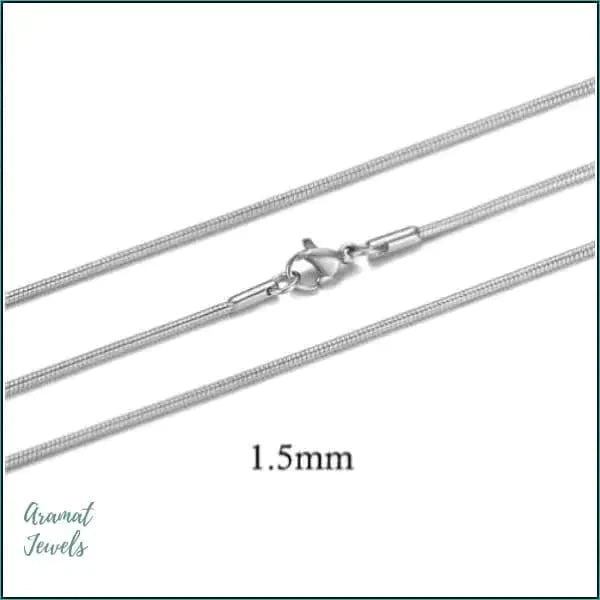 Stalen Slangenketting Zilverkleur-Meerdere lengtes 1.5mm 1.3mm 1.5mm 1mm 2mm 45cm 50cm 55cm 60cm 65cm 70cm 75cm 80cm alles chirurgisch staal dames Geen edelsteen Geen hanger Geen_Parel Geen_steen Halskettingen Ketting zonder hanger Minimalistische ketting PVD schakelketting slangen Staal uniseks unisex Volwassenen zilverkleurig Zonder_hanger Zonder_steen