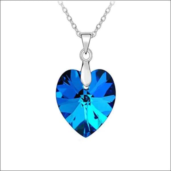 Zilveren Dames Halsketting Met Hanger Hart/Kristal/Blauw/12mm 45cm alles druppel factory-outlet Geen_Parel halskettingen Ketting met hanger Met_hanger Met_steen Schakelketting silver singapore Statement ketting transparant uniseks unisex Volwassenen zilver zirkonia