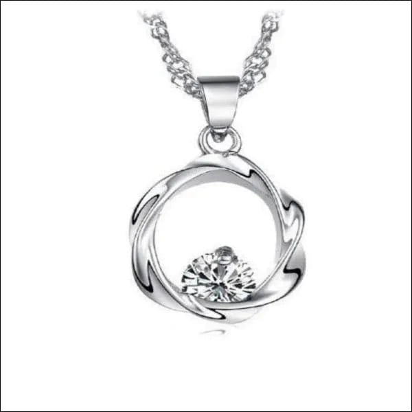 Zilveren Dames Halsketting Met Hanger Rond/Zirkonia/12mm 45cm alles druppel factory-outlet Geen_Parel halskettingen Ketting met hanger Met_hanger Met_steen Schakelketting silver singapore Statement ketting transparant uniseks unisex Volwassenen zilver zirkonia