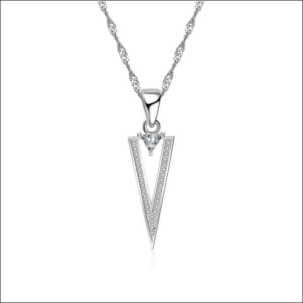 Zilveren Dames Halsketting Met Hanger Driehoek/Zirkonia/25x9mm 45cm alles druppel factory-outlet Geen_Parel halskettingen Ketting met hanger Met_hanger Met_steen Schakelketting silver singapore Statement ketting transparant uniseks unisex Volwassenen zilver zirkonia