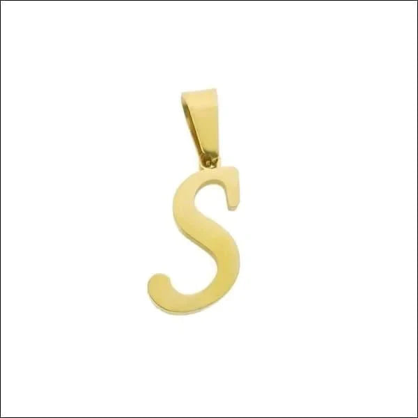 Stalen Goudkleurige Letter Hanger Initiaal S 14mm 17mm 8720157001928 A alles Aramat Jewels B C chirurgisch staal D E F G Geen edelsteen Geen hanger Geen steen goudkleurig H hangers I J K L let-B letter Letterhanger M Meerdere Varianten N O P PVD Q R S Staal T tekst U unisex V Volwassenen W X Y Z zonder_ketting Zonder_steen