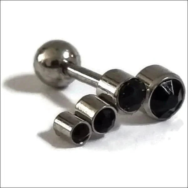 Helixpiercing Tragus Piercing Met 4 Steentjes Zwart Rechts 1.2mm 10mm 6mm alles Barbell chirurgisch staal dames Helix helixpiercings heren jin Met_steen nakijken Oor piercing Piercings PVD rechts Staal tekst Volwassenen zilverkleurig zirkonia zwart