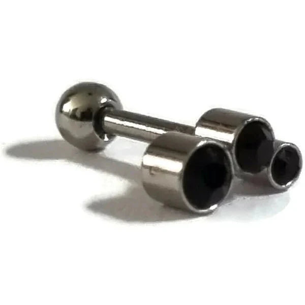 Helixpiercing Tragus Piercing Met Steentjes Zwart Links 1.2mm 6mm 7mm alles Barbell chirurgisch staal dames Helix helixpiercings heren links Met_steen nakijken Oor piercing Piercings PVD Staal tekst uniseks unisex Volwassenen zirkonia zwart