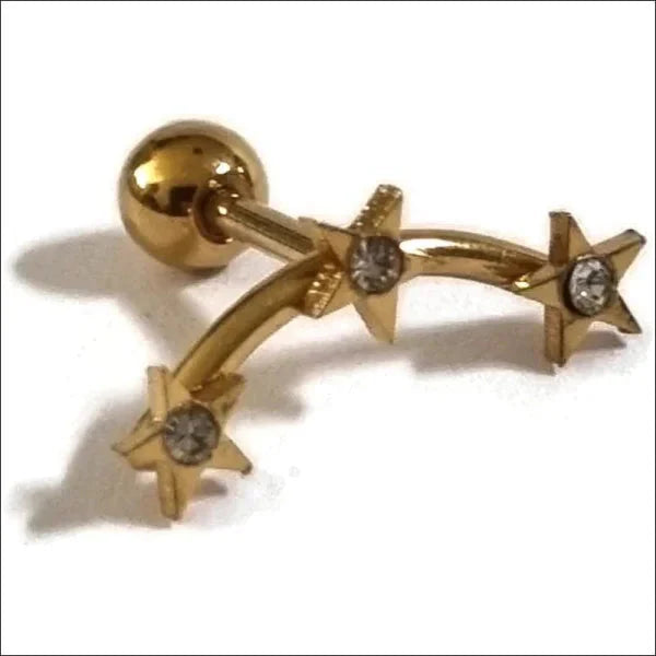 Helixpiercing Piercing Sterren Goudkleurig Chirurgisch Staal 1.2mm 6mm alles Barbell chirurgisch staal dames goudkleurig Helix helixpiercings jin kristal nakijken Oor piercing Piercings PVD Staal ster tekst traguspiercings transparant Volwassenen
