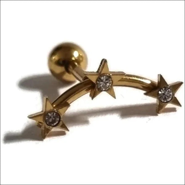 Helixpiercing Piercing Sterren Goudkleurig Chirurgisch Staal 1.2mm 6mm alles Barbell chirurgisch staal dames goudkleurig Helix helixpiercings jin kristal nakijken Oor piercing Piercings PVD Staal ster tekst traguspiercings transparant Volwassenen