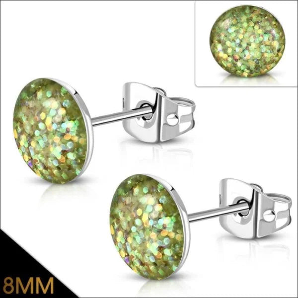 Oorbellen | Glitter Oorstekers Acryl Staal 8mm