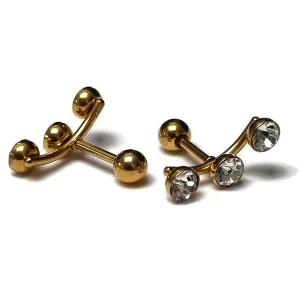 Helixpiercing 3 Steentjes Kristal Goudkleurig Transparant 1.2mm 15mm 6mm alles Barbell chirurgisch staal dames goudkleurig Helix helixpiercings jin kristal Met_steen nakijken Oor piercing Piercings PVD Staal tekst transparant Volwassenen