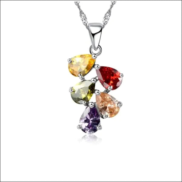 Zilveren Dames Halsketting Met Druppels 45cm Multi kleur 45cm alles blauw dames Donker Blauw donker_blauw druppel factory-outlet Geen_Parel Halskettingen Ketting met hanger Meerdere kleuren Met_hanger Met_ketting Met_steen Multi kleur multikleurig rood Schakelketting silver Singapore Statement ketting transparant Volwassenen zilver zirkonia zwart