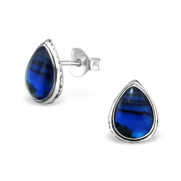 Zilveren Abalone Oorbellen- Druppel-Donker blauw-10x8mm 10mm 8mm Abalone Abalone groen Abalone paars Abalone roze alles Aramat Jewels bali blauw dames Donker blauw donker_blauw druppel elf925 Geen oormodel Geen_Parel geoxideerd groen Meerdere kleuren Meerdere Maten Meerdere Varianten Nieuw oorbellen paars rond roze schelp silver Volwassenen zilver zonder hanger Zonder_hanger