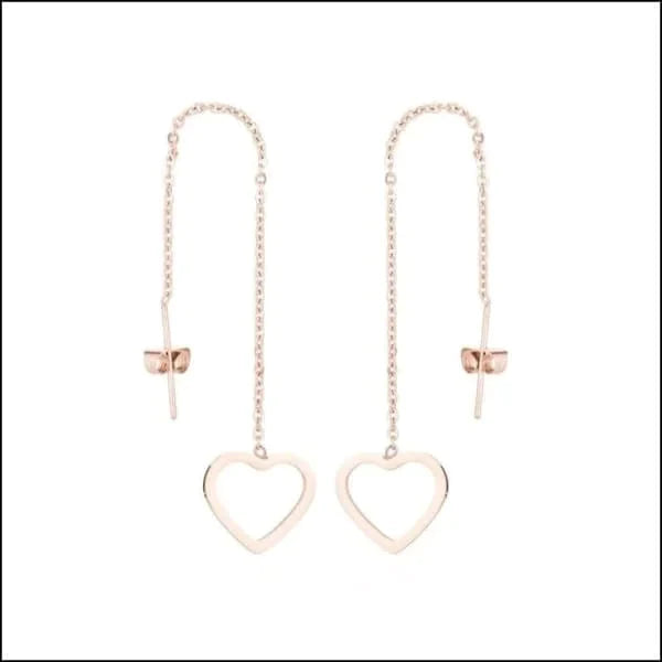 Doortrek Oorbellen Hart Staal 10cm Rosékleurig alles chirurgisch staal dames doortrekoorbellen Geen edelsteen Geen_Parel Geen_steen geometrisch gepolijst goudkleurig hart Meerdere kleuren met ketting Met_ketting Nieuw oorbellen oorhangers PVD Rosékleurig smjell Staal Volwassenen zilverkleurig Zonder_steen zweerknopjes