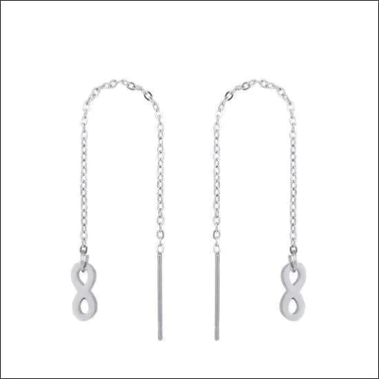 Stalen Doortrekoorbellen Zilverkleurig Infinity Klein Dames 8720157010586 alles Aramat Jewels chirurgisch staal dames doortrekoorbellen Geen hanger Geen oormodel Geen_Parel infinity met ketting Met_ketting oor119 oorbellen Oorhangers PVD Soort sieraad_Oorbellen Staal Volwassenen zilverkleurig zweerknopjes