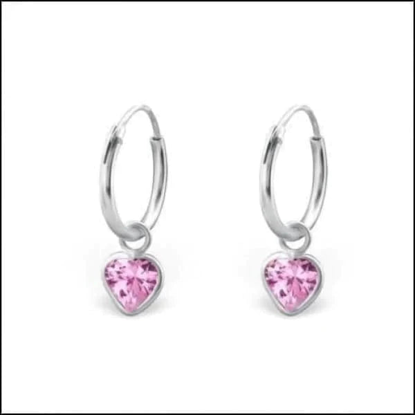 Zilveren Hartvormige Zirkonia Kinder Oorringen Roze 12mm 8720157093688 alles Aramat Jewels elf925 hart kinderen lila Meerdere kleuren Met hanger Met_hanger Met_steen oor543-4662 oorbellen Oorringen oorringetjes paars rood roze silver Soort sieraad_Oorringen transparant zilver zirkonia zwart