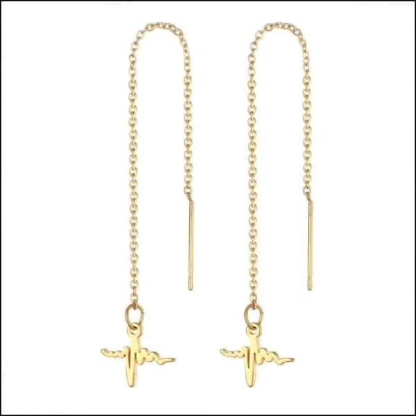 Doortrek Oorbellen Hartslag Staal 9cm Goudkleurig 15mm 7mm 9cm alles Aramat Jewels chirurgisch staal dames doortrekoorbellen fgift Geen edelsteen Geen hanger Geen steen gepolijst goudkleurig hartslag Meerdere kleuren met ketting Met_ketting Nieuw oorbellen oorhangers oormodel PVD Staal Video Volwassenen yoyo zilverkleurig zonder steen Zonder_steen zweerknopjes