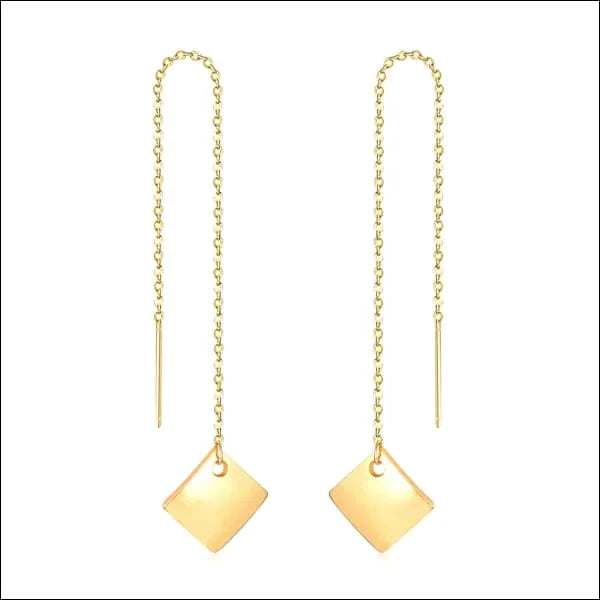 Stalen Doortrekoorbellen Ruit Goudkleurig 9cm alles Aramat Jewels chirurgisch staal dames doortrekoorbellen Geen hanger Geen oormodel Geen_Parel goudkleurig Meerdere kleuren met ketting Met_ketting Nieuw oorbellen Oorhangers PVD ruit Staal Volwassenen yoyo zilverkleurig Zonder_steen zweerknopjes