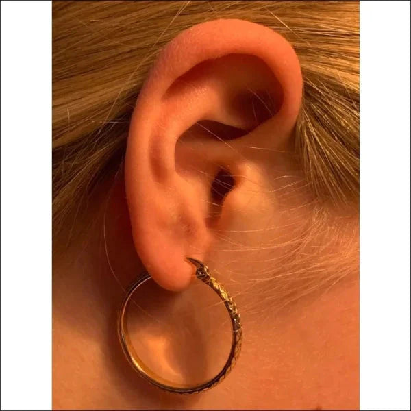 Stalen Bewerkte Oorringen Rosékleur 30mm 30mm alles bewerkt chirurgisch staal dames Geen edelsteen Geen_steen oorbellen oormodel Oorringen oorringetjes PVD rond rosékleurig Soort sieraad_Oorringen Staal tomade Volwassenen Zonder_hanger Zonder_steen zweerknopjes