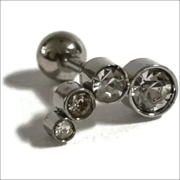 Helixpiercing Tragus Piercing Met 4 Steentjes Transparant 1.2mm 10mm 6mm alles Barbell chirurgisch staal dames Helix helixpiercings heren Oor piercing Piercings PVD rechts Staal transparant Volwassenen zilverkleurig zirkonia