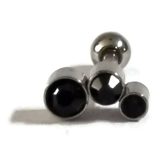 Helixpiercing Tragus Piercing Met Steentjes Zwart Links 1.2mm 6mm 7mm alles Barbell chirurgisch staal dames Helix helixpiercings heren links Met_steen nakijken Oor piercing Piercings PVD Staal tekst uniseks unisex Volwassenen zirkonia zwart