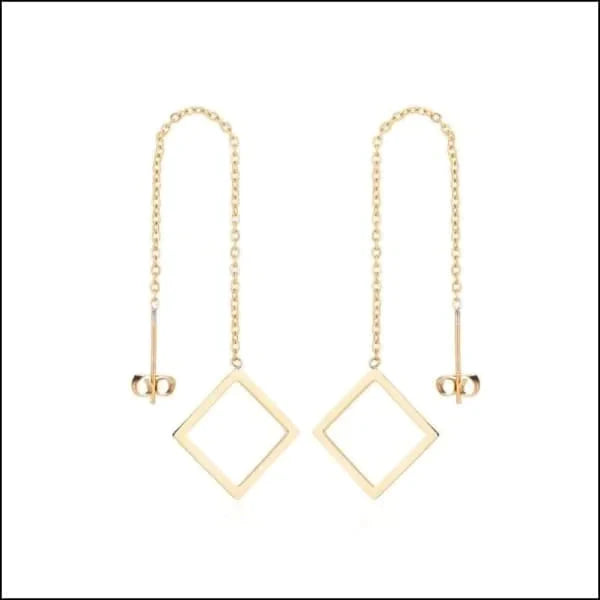 Doortrek Oorbellen Ruit Staal 10cm Goudkleurig alles chirurgisch staal dames doortrekoorbellen Geen edelsteen Geen_Parel Geen_steen geometrisch gepolijst goudkleurig Meerdere kleuren met ketting Met_ketting Nieuw oorbellen oorhangers PVD rosékleurig smjell Staal ster Volwassenen zilverkleurig Zonder_steen zweerknopjes
