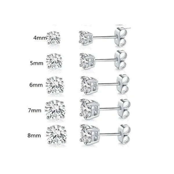 Zilveren Oorbellen Met Transparante Zirkonia Vanaf 4mm 4mm 5mm 6mm 7mm 8mm alles dames factory-outlet Geen hanger Geen oormodel Geen_Parel heren kinderen Meerdere Maten Met_steen Nieuw Oorbellen rond silver transparant uniseks Volwassenen zilver zirkonia Zonder_hanger