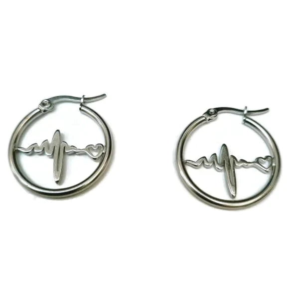Rvs Oorringen 25mm Hartslag-25x2mm 25mm alles chirurgisch staal dames Geen edelsteen Geen_Parel Geen_steen Meerdere Varianten oorbellen oormodel Oorringen oorringetjes PVD rond Staal tomade zilverkleurig Zonder_hanger Zonder_steen zweerknopjes
