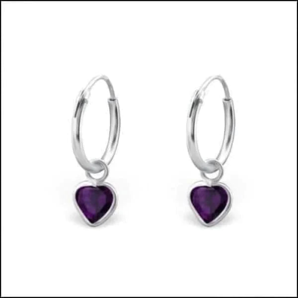 Zilveren Hartvormige Zirkonia Kinder Oorringen Paars 12mm 8720157093688 alles Aramat Jewels elf925 hart kinderen lila Meerdere kleuren Met hanger Met_hanger Met_steen oor543-4662 oorbellen Oorringen oorringetjes paars rood roze silver Soort sieraad_Oorringen transparant zilver zirkonia zwart