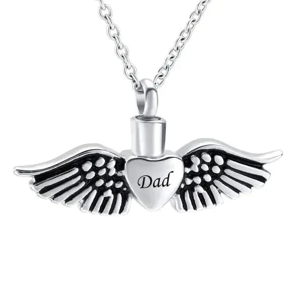 Stalen Ashanger Vader Hart met vleugels-Dad-2x5cm alles Aramat Jewels ashangers Assieraad chirurgisch staal gedenkhangers gedenksieraden Geen hanger Geen_Parel hart Hart met vleugels-Dad-2x5cm Hart-Dad-3.2x1.9mm Hart-Dad-3x1.8mm Meerdere Varianten My dad love always-2.8x1.7mm PVD staal uniseks vader Volwassenen zilverkleurig zonder_ketting zwart