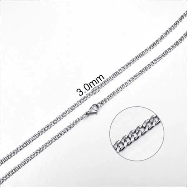 Platte Gourmetketting 50cm 3mm Staal Zilverkleurig Heren 3mm 50cm alles chirurgisch staal dames Geen edelsteen Geen hanger Geen_Parel Geen_steen halskettingen heren Ketting zonder hanger Minimalistische ketting nakijken PVD Schakelketting Staal Statement ketting tekst uniseks unisex Volwassenen zilverkleurig Zonder_hanger Zonder_steen