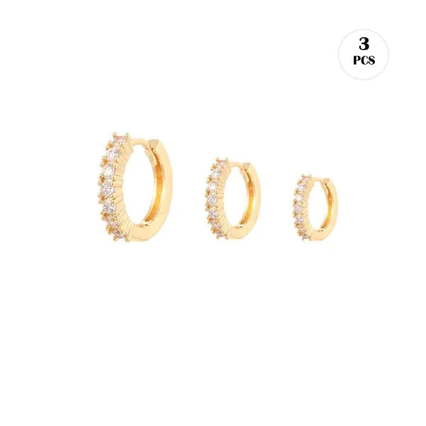 Goldplated Set Oorringetjes Met Steentjes Goud Kleur 10mm 12mm 14mm alles CRMYA dames Geen_Parel goudkleurig kinderen met ketting Met_ketting nakijken Oor oorbellen oorbellenset Oorringen oorringen_set oorringetjes Plating (gouden of zilveren laagje) rond Soort sieraad_Oorringen transparant zirkonia Zonder_hanger Zonder_steen