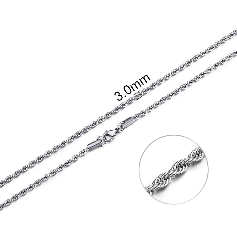 Zilverkleurige Stalen koord Ketting