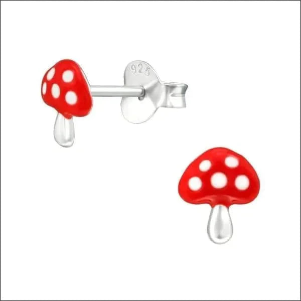 Zilveren Oorbellen Paddenstoel Emaille-8x7mm 5mm 6mm alles elf925 emaille Geen hanger Geen oormodel geoxideerd kinderen Meerdere Varianten natuur oorbellen plastick silver Soort sieraad_Oorbellen zilver