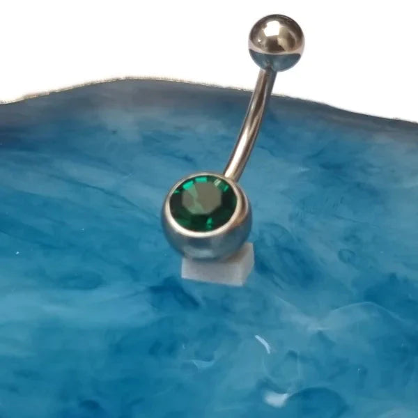 Chirurgisch Stalen Navelpiercing Groen Zilverkleurig 1.6mm 10mm alles Aramat Jewels bolletjes chirurgisch staal dames groen Navel Navelpiercing zonder hanger navelpiercings piercing Piercings PVD smaragd groen Staal Volwassenen zilverkleurig zirkonia Zonder_hanger