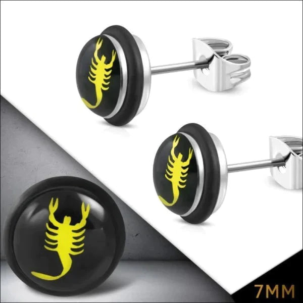 Stalen Oorknoppen Schorpioen 7mm 7mm acryl alles chirurgisch staal dames dier Geen hanger Geen_Parel nakijken niet geupdated oorbellen oormodel PVD Soort sieraad_Oorbellen Staal Video Volwassenen zilverkleurig zweerknopjes