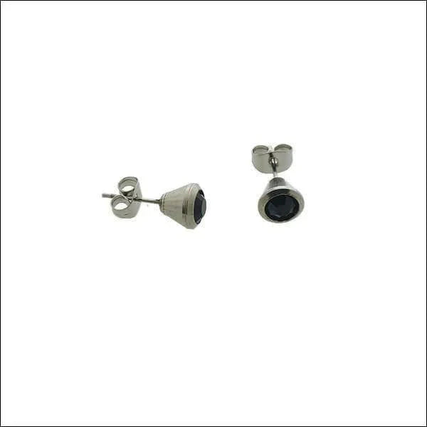 Stalen Oorbellen Zwart Kristal 7mm 7mm alles chirurgisch staal dames Geen hanger Geen oormodel Geen_Parel Kleur_Zwart kristal Met_steen oorbellen PVD Soort sieraad_Oorbellen Staal Volwassenen zilverkleurig zwart zweerknopjes