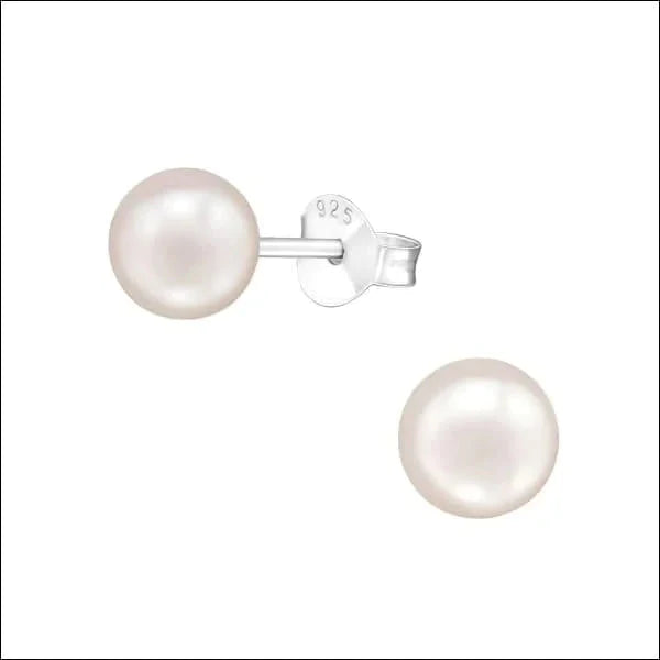 Zilveren Parel Oorbellen 6mm Licht Roze 6mm alles Aramat Jewels dames elf925 Geen hanger Geen oormodel kinderen Licht Roze oorbellen oranje parel rond roze silver Volwassenen Wit zilver zwart