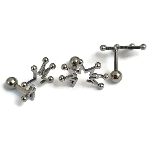 Helixpiercing Dots Zilver Kleur Rechts 1.2mm 6mm alles Barbell chirurgisch staal dames dots fantasie Helix helixpiercings jin nakijken Oor piercing Piercings PVD rechts Staal Stud tekst Volwassenen zilverkleurig