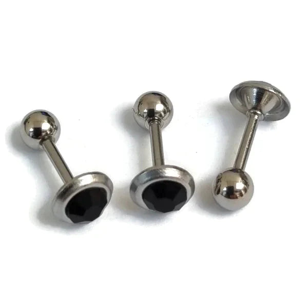 Helixpiercing Met Zirkonia Zwart Zilver Kleur 1.2mm 6mm alles Barbell chirurgisch staal dames fantasie Helix helixpiercings jin Met_steen nakijken Oor piercing Piercings PVD rond Staal tekst Volwassenen zilverkleurig zirkonia zwart