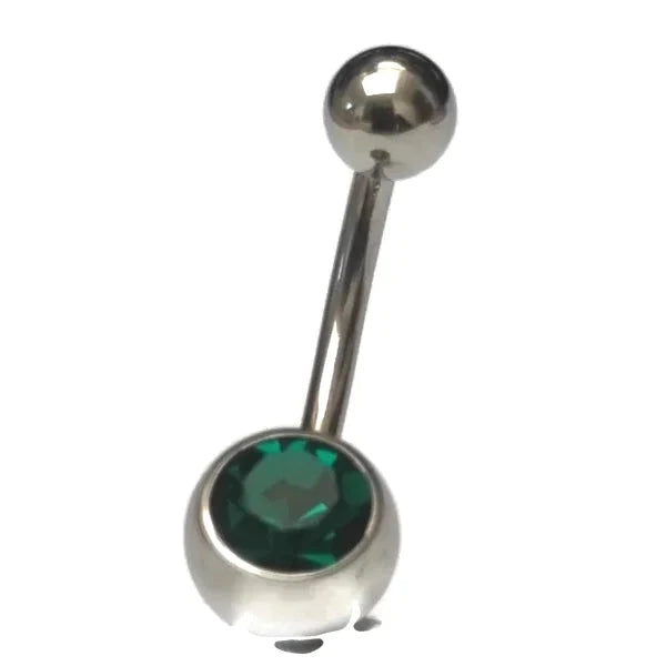 Chirurgisch Stalen Navelpiercing Groen Zilverkleurig 1.6mm 10mm alles Aramat Jewels bolletjes chirurgisch staal dames groen Navel Navelpiercing zonder hanger navelpiercings piercing Piercings PVD smaragd groen Staal Volwassenen zilverkleurig zirkonia Zonder_hanger