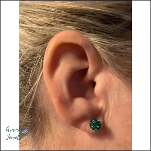 Oorbellen | Shamballa Bolletjes Oorstekers Aqua
