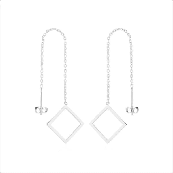 Doortrek Oorbellen Ruit Staal 10cm Zilverkleurig alles chirurgisch staal dames doortrekoorbellen Geen edelsteen Geen_Parel Geen_steen geometrisch gepolijst goudkleurig Meerdere kleuren met ketting Met_ketting Nieuw oorbellen oorhangers PVD rosékleurig smjell Staal ster Volwassenen zilverkleurig Zonder_steen zweerknopjes