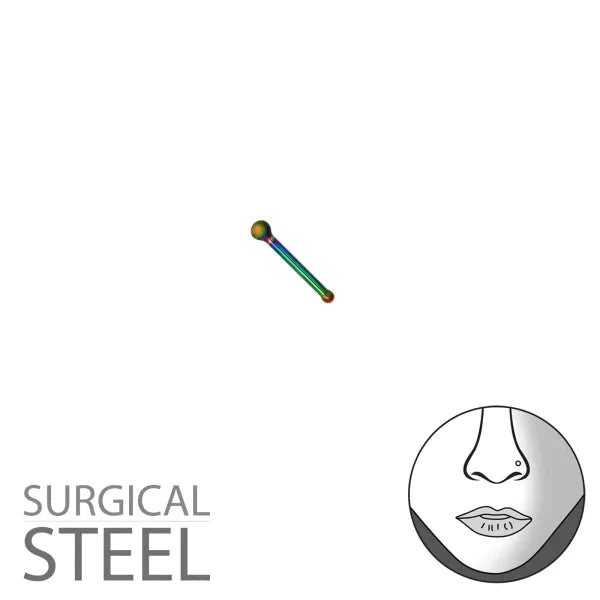 Chirurgisch Stalen Neuspiercing-regenboog-bolletje 1.5mm 0.8mm 1.5mm alles Aramat Jewels bol bolletjes chirurgisch staal dames elf925 multikleurig nakijken Neus Neuspiercing piercing Piercings regenboog rond Staal Volwassenen