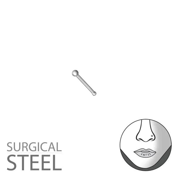 Chirurgisch Stalen Neuspiercing-zilver Kleur-bolletje 2mm 0.8mm 2mm alles Aramat Jewels bol bolletjes chirurgisch staal dames elf925 Neus Neuspiercing piercing Piercings rond Staal Volwassenen zilverkleurig