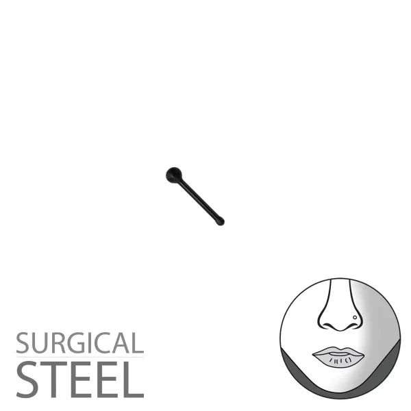 Chirurgisch Stalen Neuspiercing-zwart-bolletje 2mm 0.8mm 2mm alles Aramat Jewels bol bolletjes chirurgisch staal dames elf925 Neus Neuspiercing piercing Piercings rond Staal Volwassenen zwart