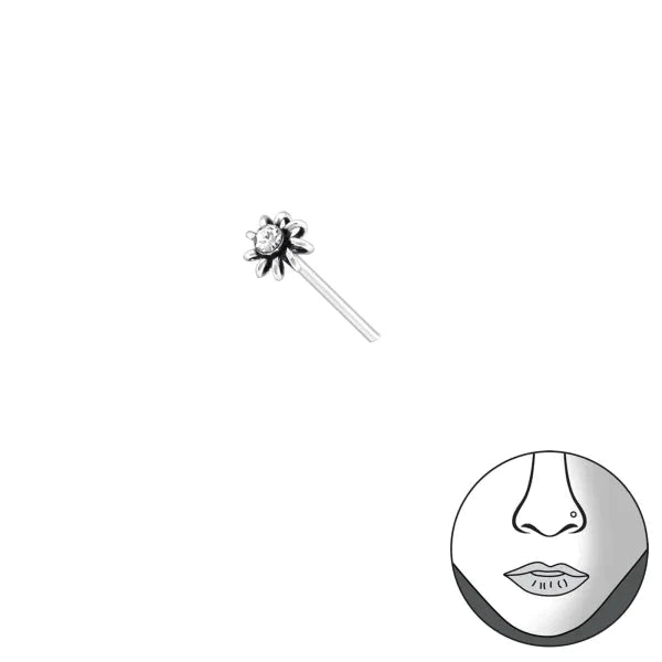 Echt Zilveren Neuspiercing-met Steentje 0.8mm 3mm alles Aramat Jewels dames elf925 geoxideerd Met_steen Neus Neuspiercing piercing Piercings rond silver transparant Volwassenen zilver zirkonia