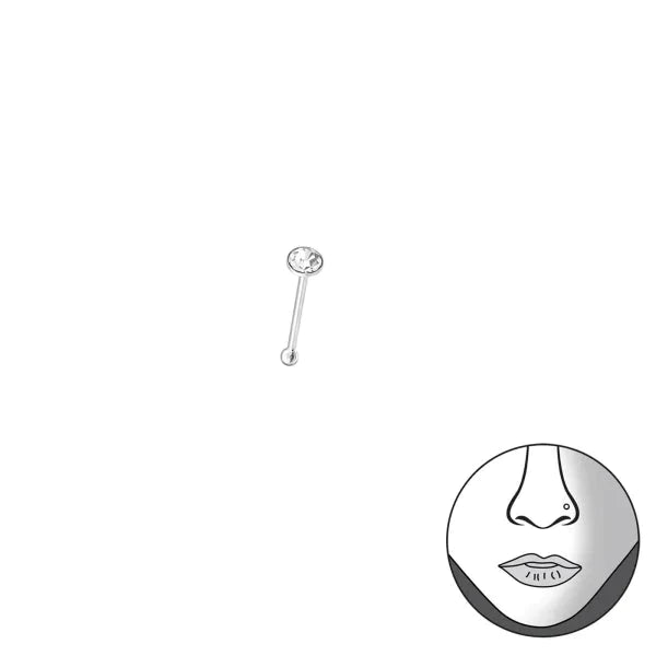 Echt Zilveren Neuspiercing-transparant-kristal-2mm 0.8mm 2mm alles Aramat Jewels dames elf925 kristal Met_steen Neus Neuspiercing piercing Piercings rond silver transparant Volwassenen zilver