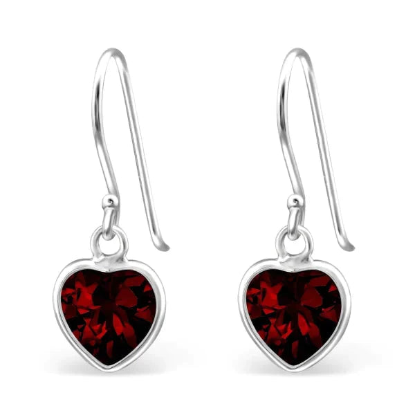 Zilveren Oorhangers-hart-zirkonia-kind Rood 15mm alles elf925 Geen hanger hart kinderen Met_steen oorbellen oorhangers rood roze silver Soort sieraad_Oorhangers Soort sieraad_Oorringen transparant zilver zirkonia