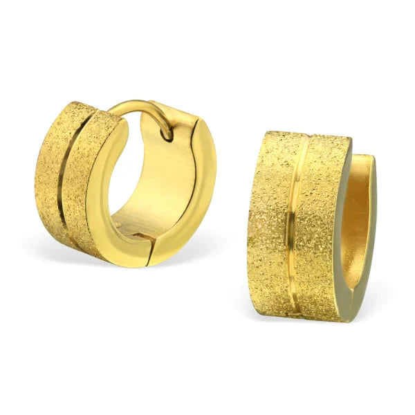 Stalen Oorringen 14mm Goudkleur Sandblasted-14x6mm 14mm alles bol chirurgisch staal dames Geen edelsteen Geen hanger Geen_Parel goudkleurig heren Meerdere Varianten oorbellen Oorringen oorringetjes PVD sandblasted Soort sieraad_Oorringen Staal uniseks Volwassenen zirkonia zonder hanger Zonder_hanger zweerknopjes