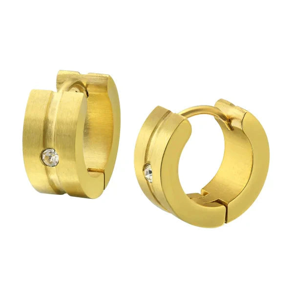 Stalen Oorringen 14mm Goudkleur 14mm alles bol chirurgisch staal dames Geen edelsteen Geen hanger Geen_Parel goudkleurig heren Meerdere Varianten oorbellen Oorringen oorringetjes PVD sandblasted Soort sieraad_Oorringen Staal uniseks Volwassenen zirkonia zonder hanger Zonder_hanger zweerknopjes