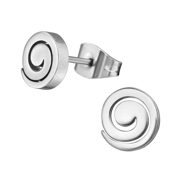 Stalen Oorbellen Spiraal Rond-Zilverkleurig-7mm 10mm 7mm 8mm alles chirurgisch staal dames Geen hanger Geen oormodel Geen_Parel goudkleurig heren Meerdere kleuren Meerdere Varianten oorbellen PVD Soort sieraad_Oorbellen Staal Volwassenen zilverkleurig zweerknopjes