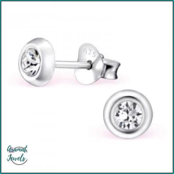 Oorbellen | 925 Sterling Zilveren Oorbellen 5mm Kristal |